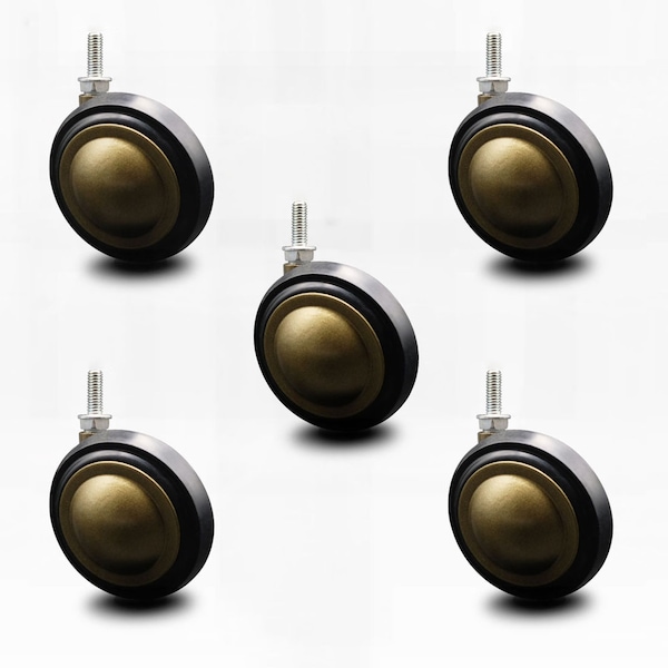 3 Inch Antique Soft Tread Ball Caster - 5/16 Inch Threaded Stem, 5PK